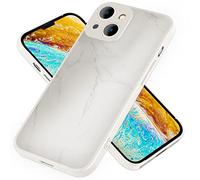 NALIA Cover di Vetro Aspetto del Marmo compatibile con iPhone 14 Custodia, Infrangibile Resistente ai Graffi Anti-Impronta, 9H Tempered Glass & Bordi Silicone, Sottile Copertura Rigida, Colore:Bianco