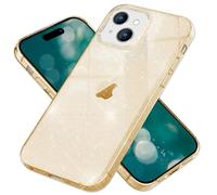 NALIA Cover Glitterata Traslucido compatibile con iPhone 15 Custodia, Brillantini Anti-Giallo Scintillante Paillettes Diamantate Integrate, Bling Glitter Cover Silicone Antiurto, Colore:Gold Oro