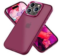 NALIA Cover Ibrido Opaco compatibile con iPhone 15 Pro Custodia, Semi-Trasparente Traslucido Anti-Giallo Frosted Case, Dorso Rigido Antiurto & Cornice Silicone Rinforzato, Robusto, Colore:Rosso