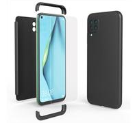 NALIA Cover Integrale compatibile con Huawei P40 lite Custodia, 360 Gradi Protettiva Fronte e Retro & Vetro Temperato, Phone Case Rigida Protezione Telefono Cellulare Sottile, Colore:Nero