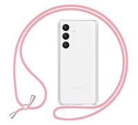 NALIA Cover Trasparente con Cordino compatibile con Samsung Galaxy S24 Custodia, Copertura Protettiva Cristallo Chiaro & Laccio Regolabile per Cellulare, Hybrid Case Rigido, Colore:Rosa