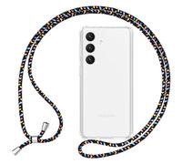 NALIA Cover Trasparente con Cordino compatibile con Samsung Galaxy S24 Custodia, Copertura Protettiva Cristallo Chiaro & Laccio Regolabile per Cellulare, Hybrid Case Rigido, Colore:Nero Multicolore