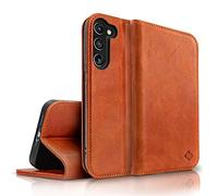 NALIA Cover Vera Pelle compatible con Samsung Galaxy S23 Plus Custodia, 360 Gradi Full-Body Copertura con Protezione RFID, Slot per Carte, Flip-Case con Kick-Stand Funzione, Antiurto, Colore:Marrone