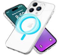 NALIA Custodia Anello Neon per iPhone 16 Pro Max - Compatibile MagSafe & Fosforescente - NIGHT-GLOW (Trasparente & Anti-Giallo) - Marchio Tedesco, Colore:Blu