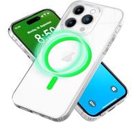 NALIA Custodia Anello Neon per iPhone 16 Pro Max - Compatibile MagSafe & Fosforescente - NIGHT-GLOW (Trasparente & Anti-Giallo) - Marchio Tedesco, Colore:Verde