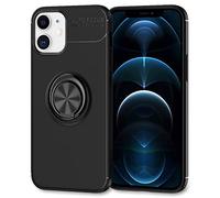 NALIA Custodia Anello per iPhone 12/12 Pro - Stand 360° & per Supporto Magnetico - GRIP360 (Cover Silicone Opaca) - Marchio Tedesco, Colore:Nero