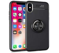 NALIA Custodia Anello per iPhone X/XS - Stand 360° & per Supporto Magnetico - GRIP360 (Cover Silicone Opaca) - Marchio Tedesco, Colore:Nero