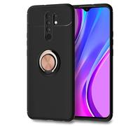 NALIA Custodia Anello per Xiaomi Redmi 9 - Stand 360° & per Supporto Magnetico - GRIP360 (Cover Silicone Opaca) - Marchio Tedesco, Colore:Rosa Gold Oro