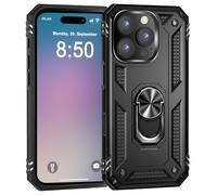NALIA Custodia Antiurto per iPhone 16 Pro Max - Anello 360° & Compatibile Supporto Magnetico - RINGDEFEND (Cover Militare) - Marchio Tedesco, Colore:Nero