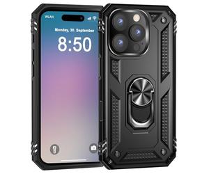 NALIA Custodia Antiurto per iPhone 16 Pro Max - Anello 360° & Compatibile Supporto Magnetico - RINGDEFEND (Cover Militare) - Marchio Tedesco, Colore:Nero