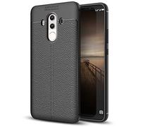 NALIA Custodia compatibile con Huawei Mate 10 Pro, Protezione Aspetto di Cuoio Ultra-Slim Case Protettiva Morbido Cellulare in Silicone Gel, Gomma Bumper Telefono Copertura Sottile - Nero