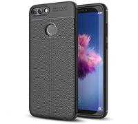 NALIA Custodia compatibile con Huawei P Smart, Cover Protezione Aspetto di Cuoio Ultra-Slim Case Protettiva Morbido Telefono Cellulare in Silicone Gel Gomma Smartphone Bumper Copertura Sottile - Nero