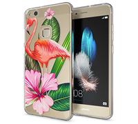 NALIA Custodia compatibile con Huawei P10 Lite, Cover Silicone Trasparente Sottile Case Gomma Morbido Cellulare Ultra-Slim Protettiva Telefono Bumper Guscio, Designs:Flamingo Green