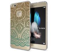 NALIA Custodia compatibile con Huawei P10 Lite, Cover Silicone Trasparente Sottile Case Gomma Morbido Cellulare Ultra-Slim Protettiva Telefono Bumper Guscio, Designs:Mandala Turchese Verde