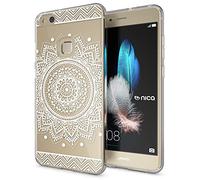 NALIA Custodia compatibile con Huawei P10 Lite, Cover Silicone Trasparente Sottile Case Gomma Morbido Cellulare Ultra-Slim Protettiva Telefono Bumper Guscio, Designs:Circle Flowers