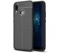 NALIA Custodia compatibile con Huawei P20 Lite, Cover Protezione Aspetto di Cuoio Ultra-Slim TPU Case Protettiva Morbido Telefono in Silicone Gel, Gomma Smart-Phone Bumper Copertura Sottile - Nero