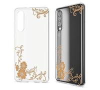 NALIA Custodia compatibile con Huawei P30, Motivo Disegno Ultra-Slim Sottile Silicone Cellulare Protettiva Cover, Telefono Protezione Bumper Gomma Morbido Grip Soft Case, Designs:Golden Flowers