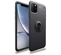 NALIA Custodia compatibile con iPhone 11 Pro Max, Silicone Cover con Anello Girevole 360 Gradi Rotazione per Supporto Magnetico Auto, Case Protettiva Bumper Telefono Protezione, Colore:Nero