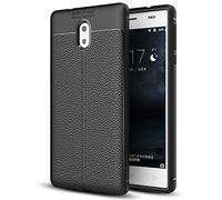 NALIA Custodia compatibile con Nokia 3, Cover Protezione, Aspetto di Cuoio Ultra-Slim Case Protettiva Morbido Cellulare in Silicone Gel, Gomma Bumper Telefono Smartphone Copertura Sottile - Nero