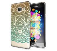 NALIA Custodia compatibile con Samsung Galaxy A3 2016, Protezione Silicone Cover Trasparente Sottile Case, Gomma Morbido Cellulare Ultra-Slim Protettiva Bumper Guscio, Designs:Mandala Turchese Verde