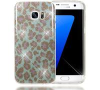 NALIA Custodia compatibile con Samsung Galaxy S7 Edge, Glitter Leopardo Copertura in Silicone Protezione Sottile Cellulare Cover Case Protettiva Scintillio Telefono Bumper - Turchese Blu