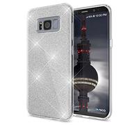 NALIA Custodia compatibile con Samsung Galaxy S8, Glitter Copertura in Silicone Protezione Sottile Cellulare, Slim Cover Case Protettiva Scintillio Smartphone Telefono Bumper, Colore:Argento