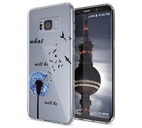NALIA Custodia compatibile con Samsung Galaxy S8 Plus, Cover Protezione Silicone Trasparente Sottile Case, Gomma Morbido Cellulare Ultra-Slim Protettiva Bumper Guscio, Designs:Dandelion Blu