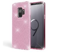 NALIA Custodia compatibile con Samsung Galaxy S9, Glitter Copertura in Silicone Protezione Sottile Telefono Cellulare, Slim Cover Case Protettiva Scintillio Bumper, Colore:Pink