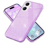 NALIA Custodia Glitter compatibile con iPhone 16 - Look Scintillante & Grip - SHINEPOP (Silicone Cover) - Brand di Berlino, Colore:Viola