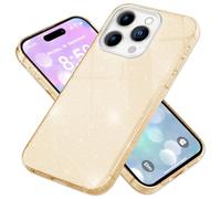 NALIA Custodia Glitter compatibile con iPhone 16 Pro - Look Scintillante & Grip - SHINEPOP (Silicone Cover) - Brand di Berlino, Colore:Gold Oro