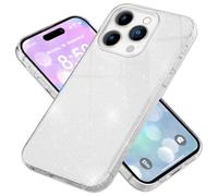 NALIA Custodia Glitter compatibile con iPhone 16 Pro - Look Scintillante & Grip - SHINEPOP (Silicone Cover) - Brand di Berlino, Colore:Argento