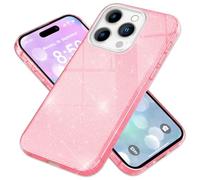 NALIA Custodia Glitter compatibile con iPhone 16 Pro - Look Scintillante & Grip - SHINEPOP (Silicone Cover) - Brand di Berlino, Colore:Pink