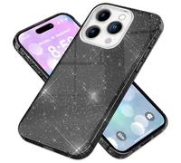 NALIA Custodia Glitter compatibile con iPhone 16 Pro Max - Look Scintillante & Grip - SHINEPOP (Silicone Cover) - Brand di Berlino, Colore:Nero