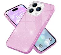 NALIA Custodia Glitter compatibile con iPhone 16 Pro Max - Look Scintillante & Grip - SHINEPOP (Silicone Cover) - Brand di Berlino, Colore:Viola