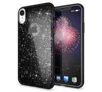 NALIA Custodia Glitter compatibile con iPhone XR - Look Scintillante & Grip - SHINEPOP (Silicone Cover) - Brand di Berlino, Colore:Nero