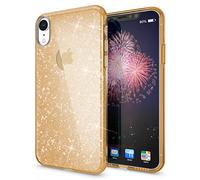 NALIA Custodia Glitter compatibile con iPhone XR - Look Scintillante & Grip - SHINEPOP (Silicone Cover) - Brand di Berlino, Colore:Gold Oro