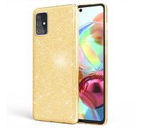 NALIA Custodia Glitter compatibile con Samsung Galaxy A71 - Look Scintillante & Grip - SHINEPOP (Silicone Cover) - Brand di Berlino, Colore:Gold Oro