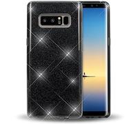 NALIA Custodia Glitter compatibile con Samsung Galaxy Note 8 - Look Scintillante & Grip - SHINEPOP (Silicone Cover) - Brand di Berlino, Colore:Nero