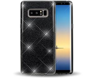 NALIA Custodia Glitter compatibile con Samsung Galaxy Note 8 - Look Scintillante & Grip - SHINEPOP (Silicone Cover) - Brand di Berlino, Colore:Nero