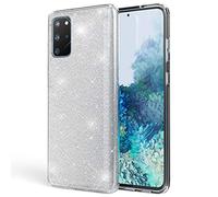NALIA Custodia Glitter compatibile con Samsung Galaxy S20 Plus - Look Scintillante & Grip - SHINEPOP (Silicone Cover) - Brand di Berlino, Colore:Argento