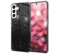 NALIA Custodia Glitter compatibile con Samsung Galaxy S24 Plus - Look Scintillante & Grip - SHINEPOP (Silicone Cover) - Brand di Berlino, Colore:Nero