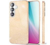 NALIA Custodia Glitter compatibile con Samsung Galaxy S25 - Look Scintillante & Grip - SHINEPOP (Silicone Cover) - Brand di Berlino, Colore:Polvere d'Oro