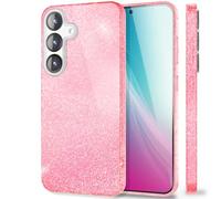 NALIA Custodia Glitter compatibile con Samsung Galaxy S25 Plus - Look Scintillante & Grip - SHINEPOP (Silicone Cover) - Brand di Berlino, Colore:Rosa Confetto