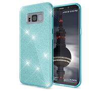 NALIA Custodia Glitter compatibile con Samsung Galaxy S8 - Look Scintillante & Grip - SHINEPOP (Silicone Cover) - Brand di Berlino, Colore:Turchese