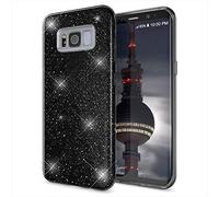 NALIA Custodia Glitter compatibile con Samsung Galaxy S8 Plus - Look Scintillante & Grip - SHINEPOP (Silicone Cover) - Brand di Berlino, Colore:Nero
