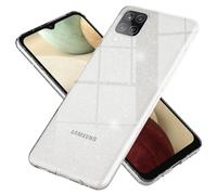 NALIA Custodia Glitter per Samsung Galaxy A12 - Cover Silicone Scintillante - DAZZLIN (Trasparente & Antiurto) - Marchio Tedesco, Colore:Trasparente