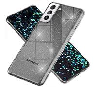 NALIA Custodia Glitter per Samsung Galaxy S22 - Cover Silicone Scintillante - DAZZLIN (Trasparente & Antiurto) - Marchio Tedesco, Colore:Nero