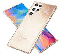 NALIA Custodia Glitter per Samsung Galaxy S22 Ultra - Cover Silicone Scintillante - DAZZLIN (Trasparente & Antiurto) - Marchio Tedesco, Colore:Gold Oro
