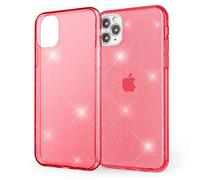 NALIA Custodia Glitterata compatibile con iPhone 11 Pro Max, Sottile Chiaro Cellulare Protezione Glitter Silicone Cover, Bling Case Bumper Telefono Diamante Copertura Antiurto, Colore:Rosso