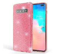 NALIA Custodia in Silicone compatibile con Samsung Galaxy S10 Plus, Glitter Gel Copertura Protezione Sottile Cellulare Slim Smartphone Bling Cover Case Protettiva Scintillio Bumper, Colore:Pink